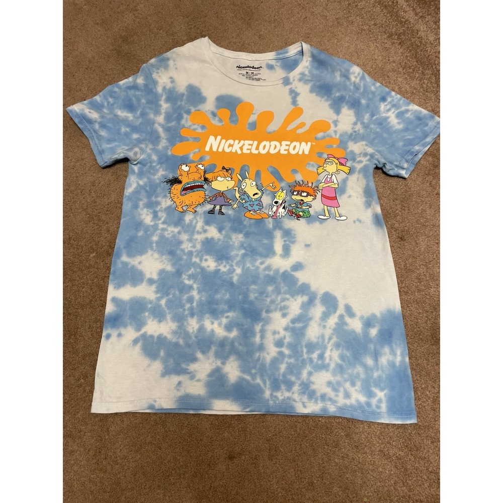 Nickelodeon womens Shirt MED Tie-Dye BLUE white Cartoons T-Shirt Rug Rats